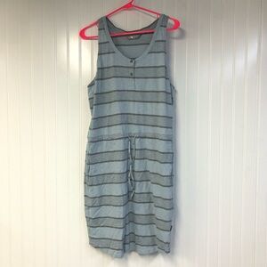 The North Face Blue Gray Striped Sleeveless Dress XL Cinched Tie Waist